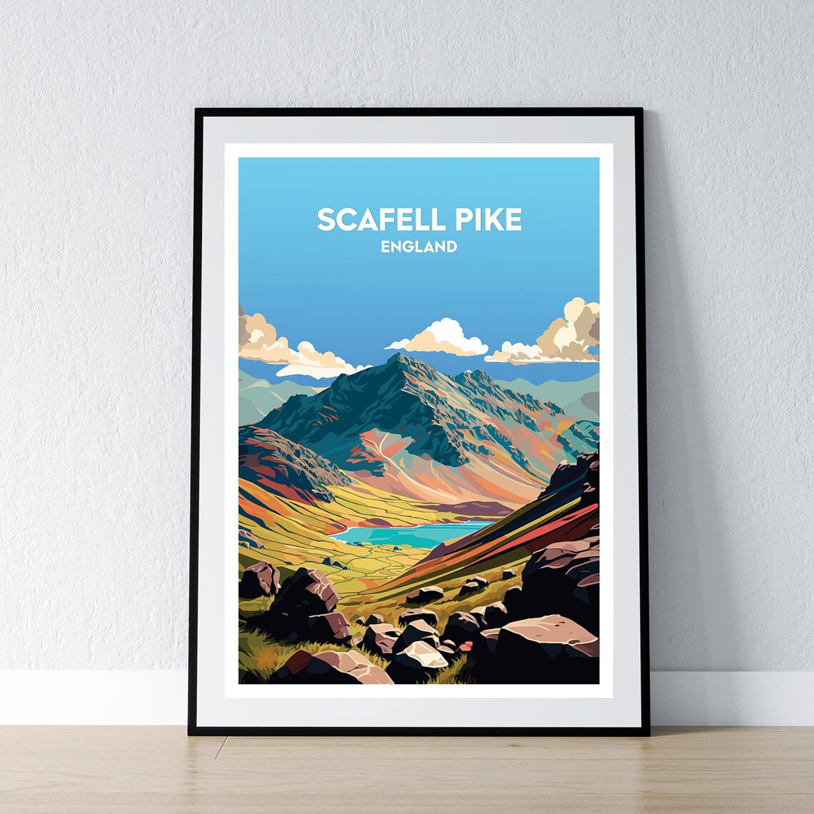 Scafell Pike England Lake District Fell Walking Travel Poster