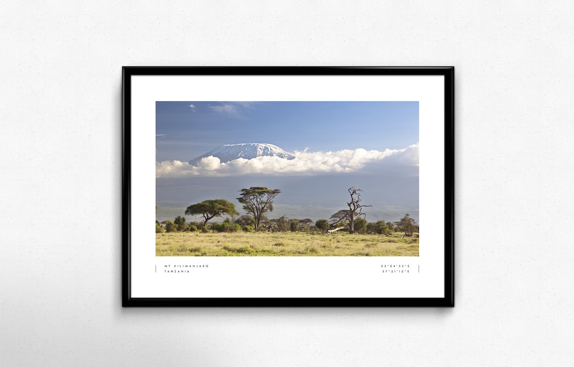 Mt Kilimanjaro Travel Poster, Mount Coordinates