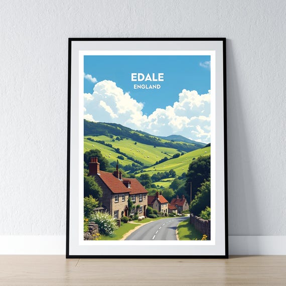 Edale Poster Print Peak District Wall Art Gift Travel Uk Home Decor Illustration