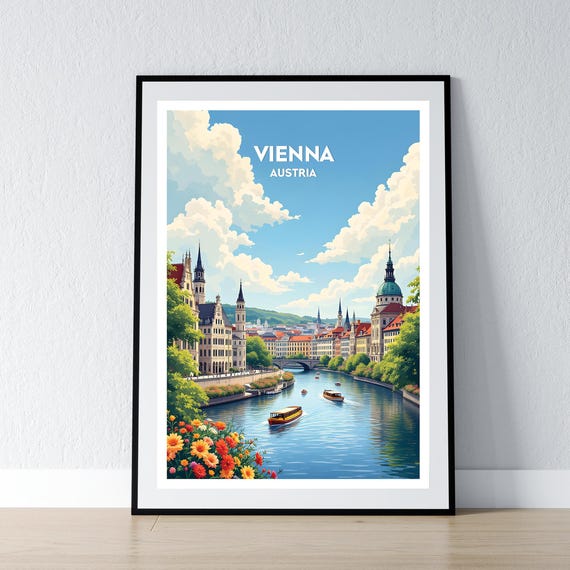 Vienna Poster Print Austria Wall Art Gift Travel Austrian Home Decor Illustration