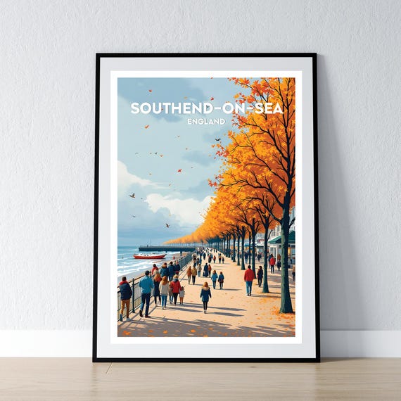 Southend On Sea Poster Waterfront Print England Wall Art Gift Travel British Home Decor Illustration