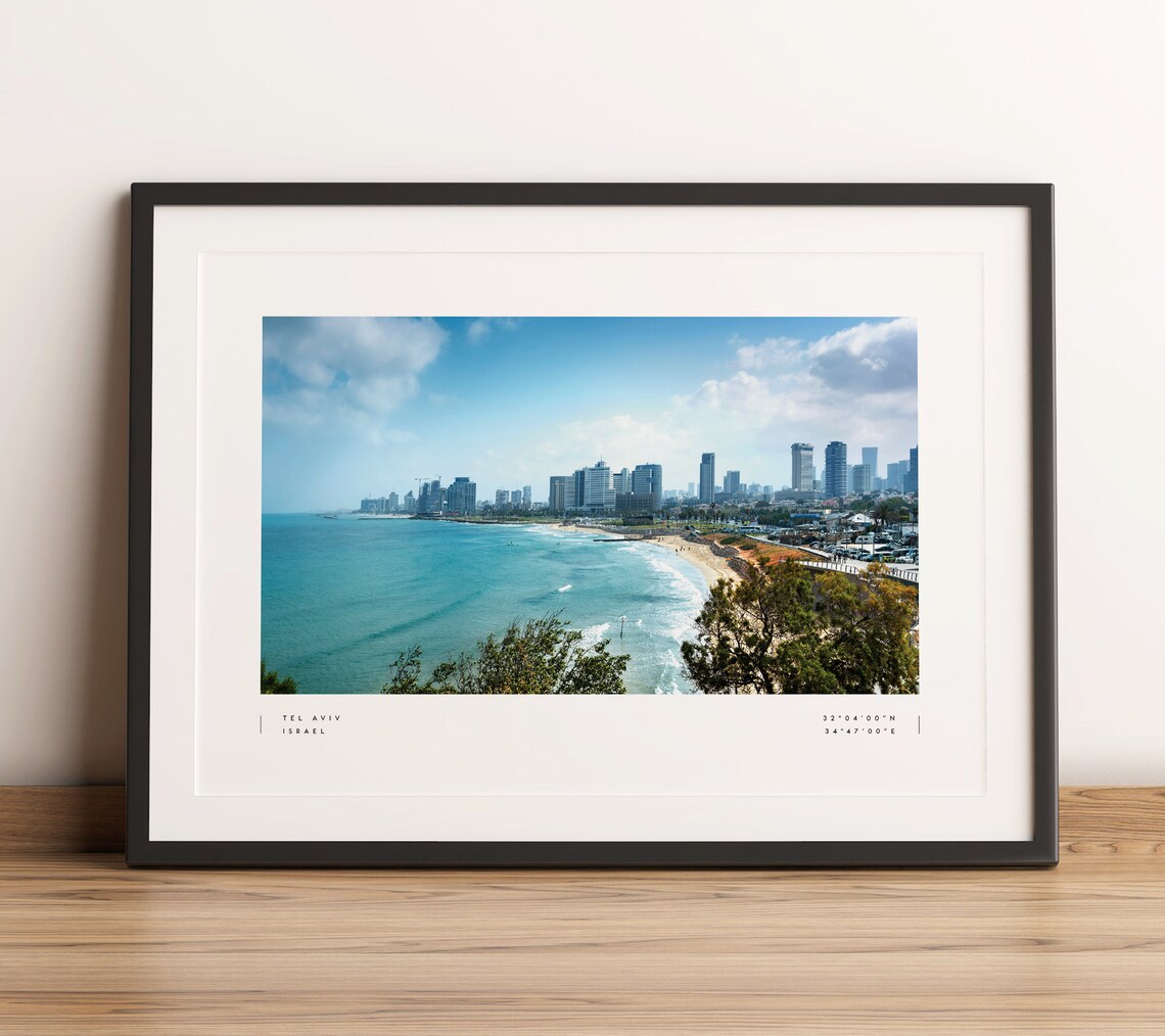 Tel Aviv Coordinates Travel Poster, Israel Wall Art