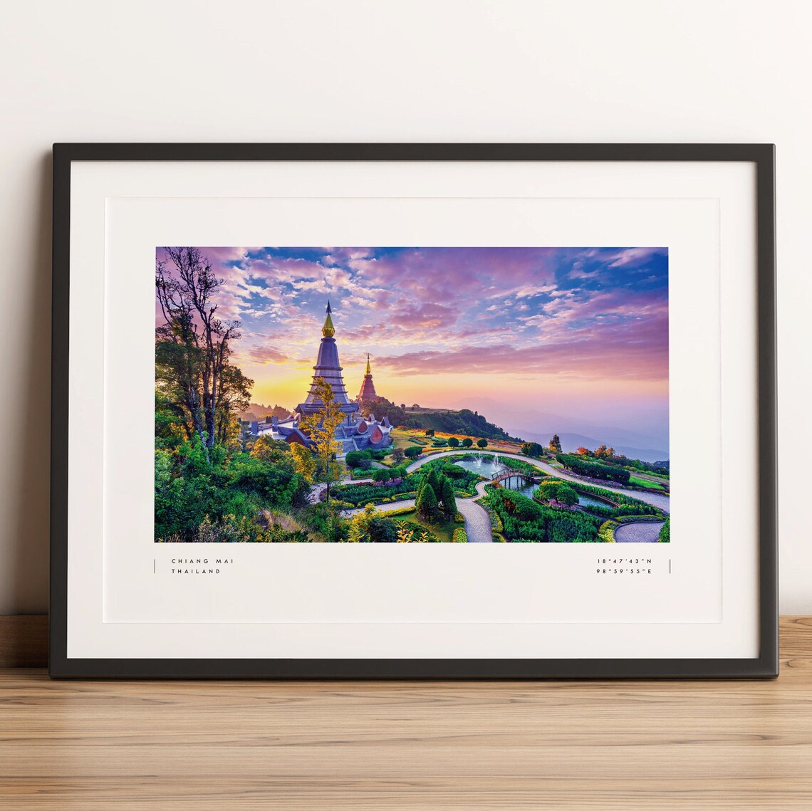 Chiang Mai Coordinates Travel Poster, Thailand Art Print