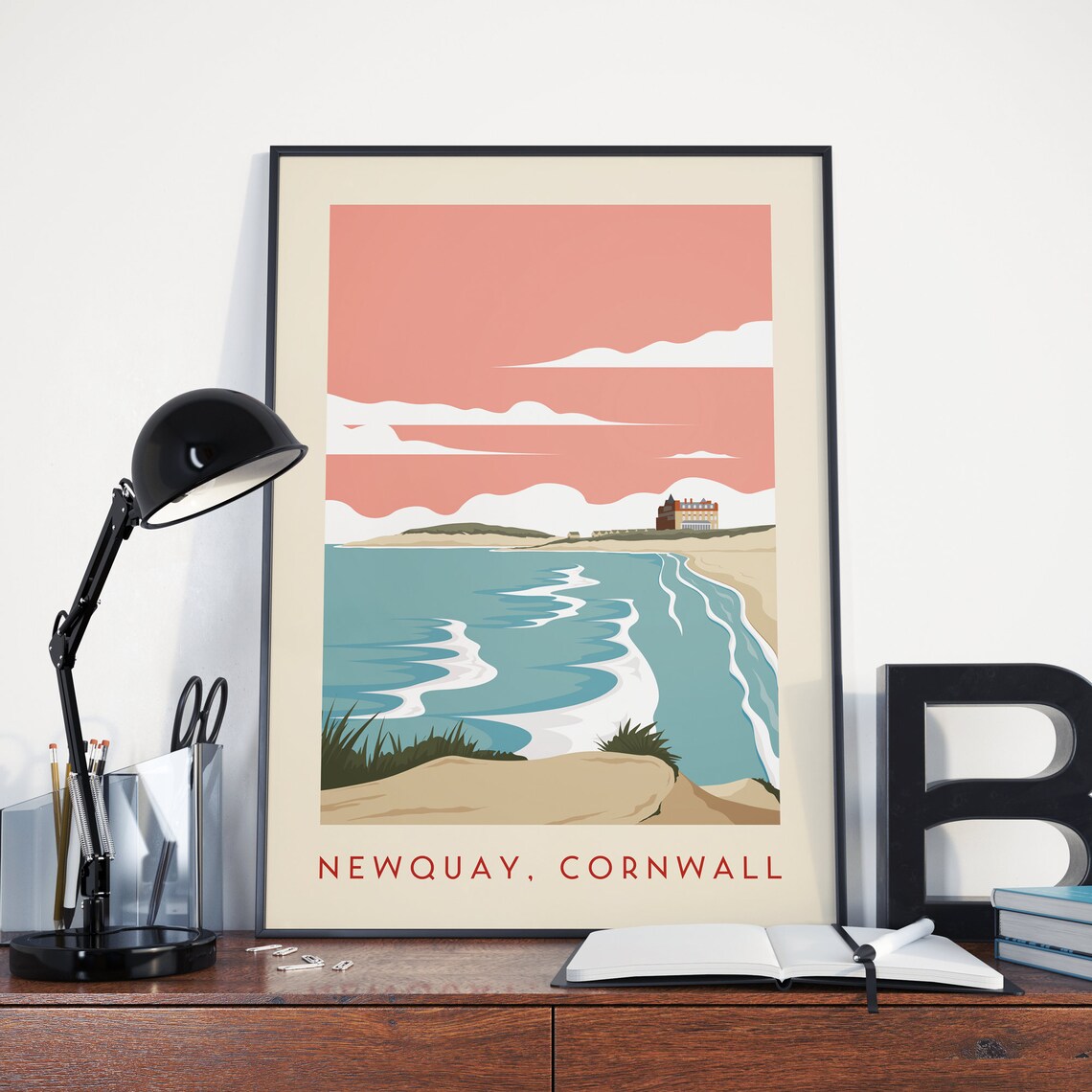 Newquay Vintage Travel Poster, Cornwall Wall Art Print