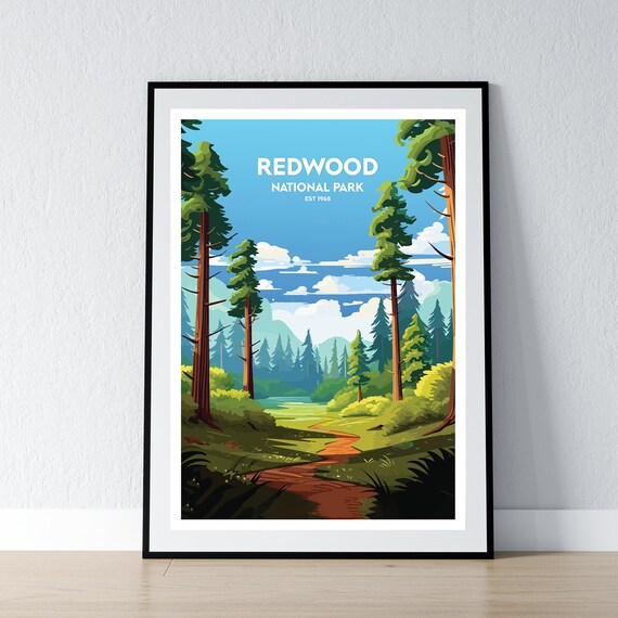 Vintage Redwood National Park Towering Redwoods Est 1968 Travel Poster