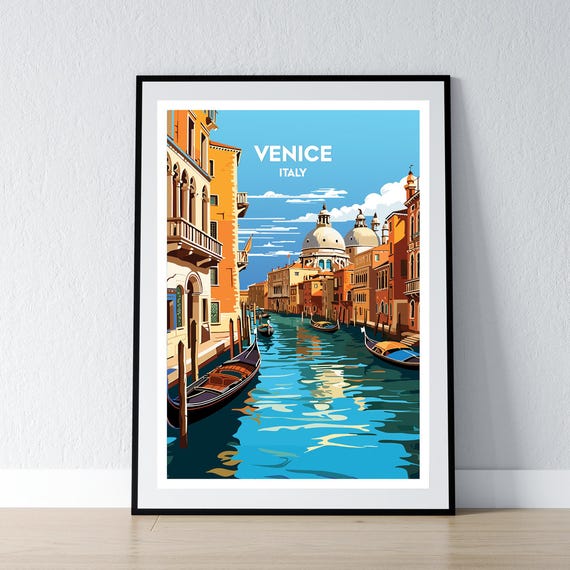 Venice Poster Print Wall Art Gift Travel Home Decor Illustration Italy Wpa