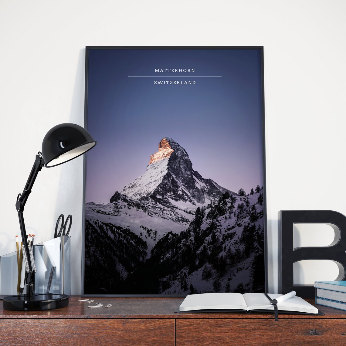 Matterhorn Vintage Travel Poster, Swiss Alps Print