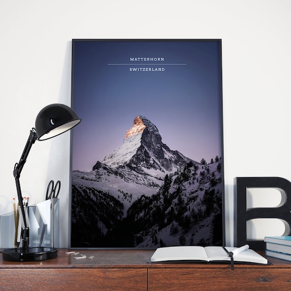 Matterhorn Vintage Travel Poster, Swiss Alps Print