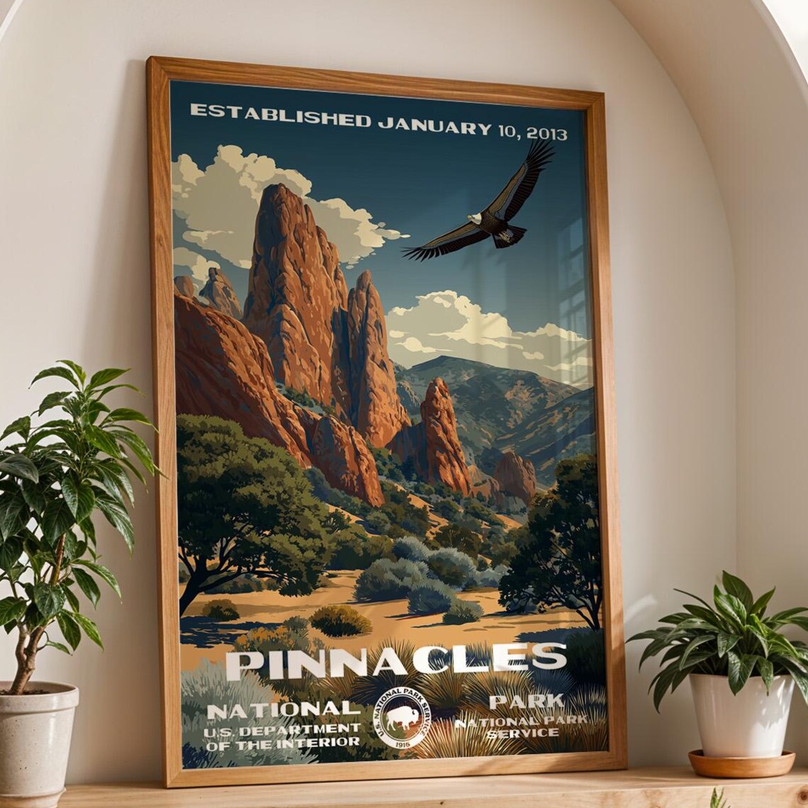 Pinnacles National Park Condor Rock Towers California Vintage Poster