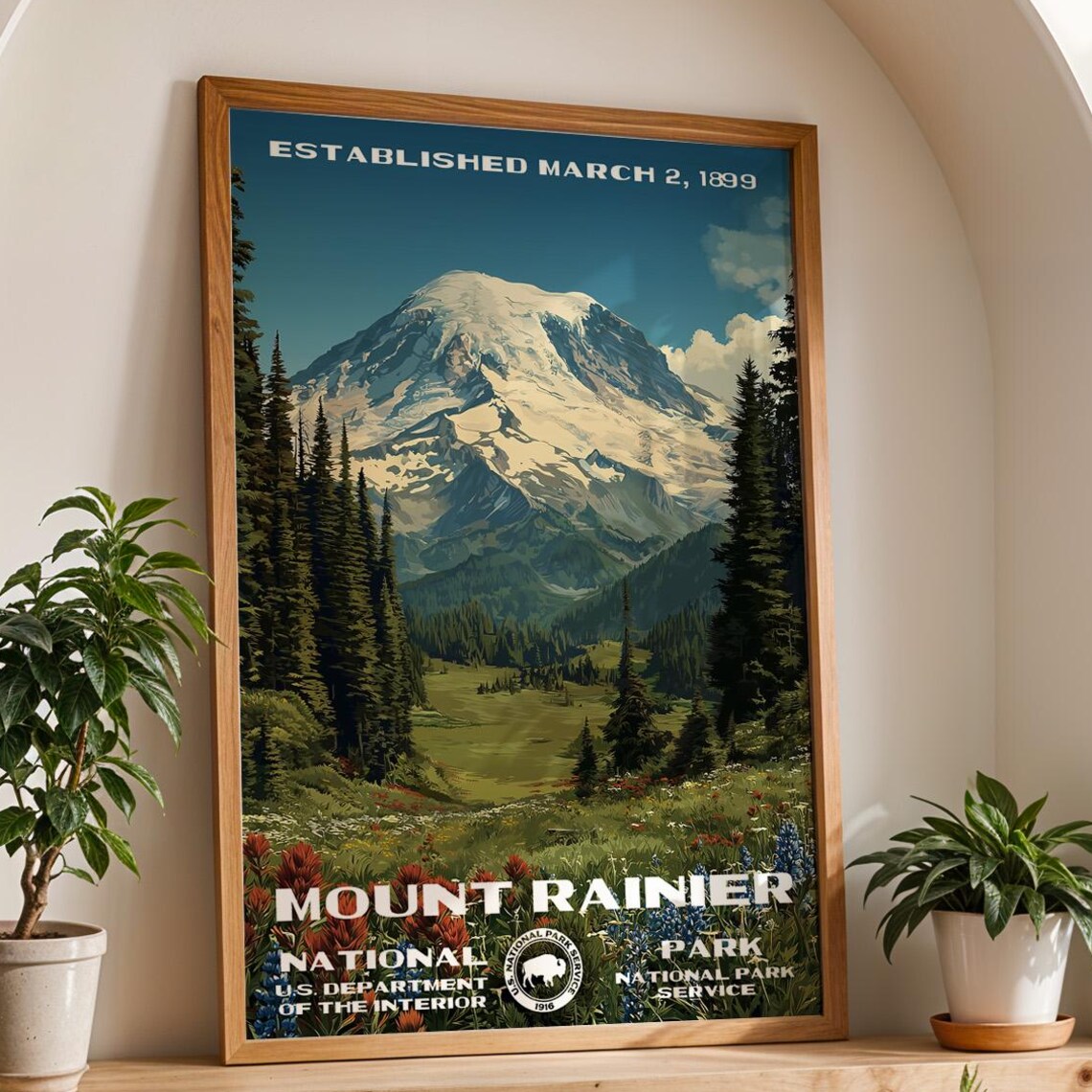 Mount Rainier National Park Nature Travel Poster