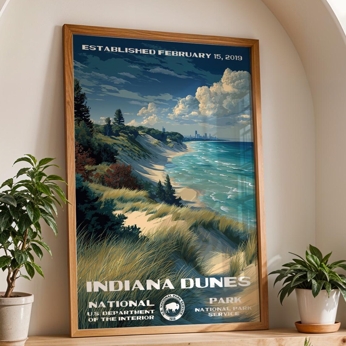 Indiana Dunes National Park Retro Wall Art Print