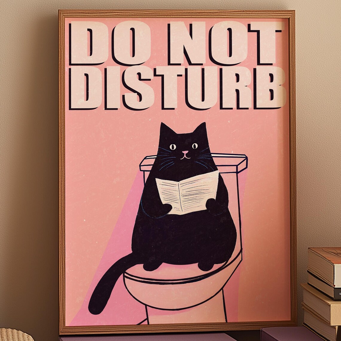 Do Not Disturb Black Cat on Toilet Funny Bathroom Graphic Poster