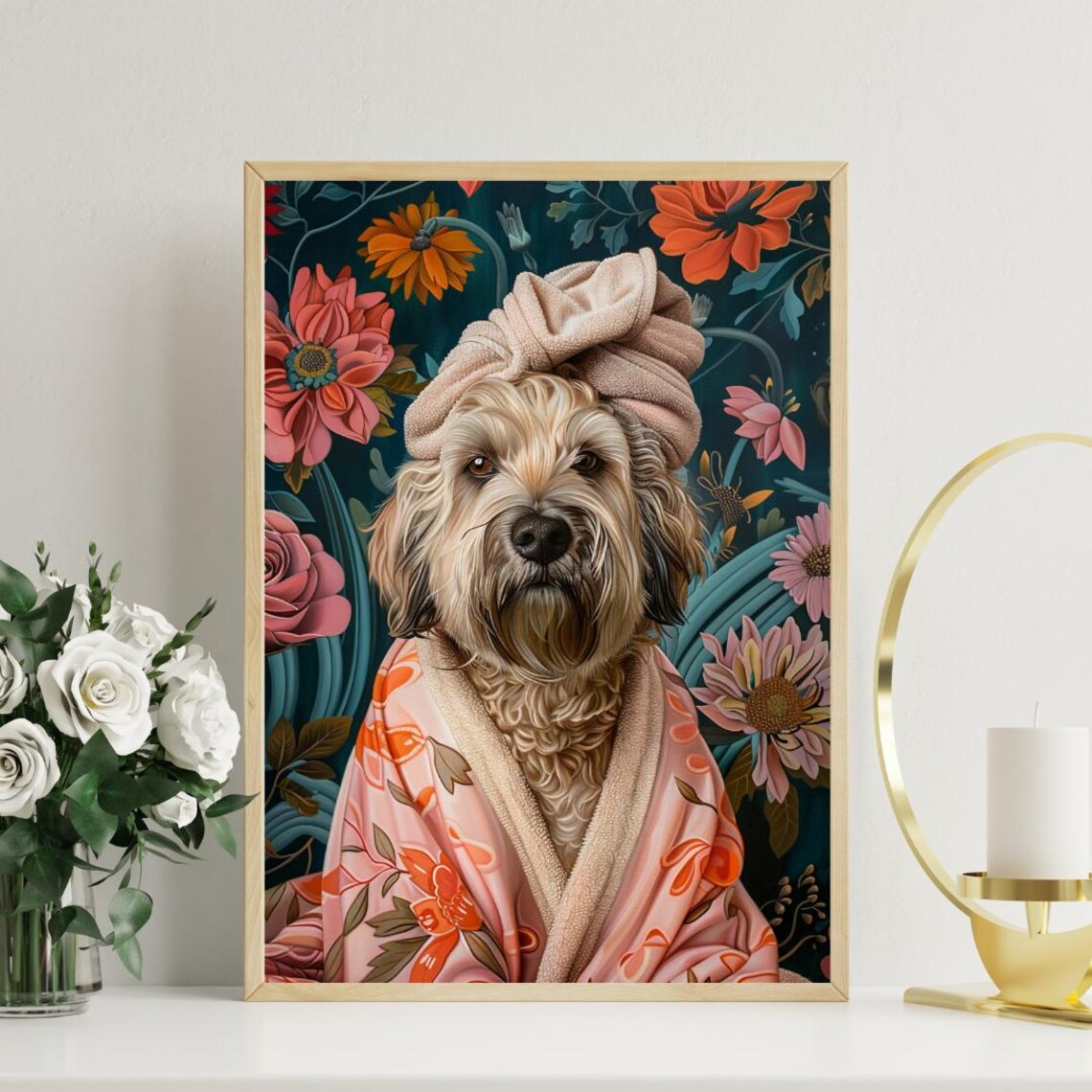 Soft Coated Wheaten Terrier Bathrobe Poster, Bathroom Art - Image 3