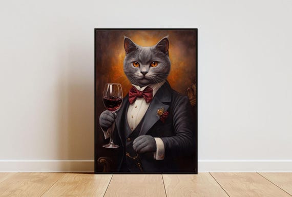 British Shorthair In Tuxedo Poster Cat Poster British Shorthair In Suit Print British Shorthair Portrait Funny British Shorthair Art