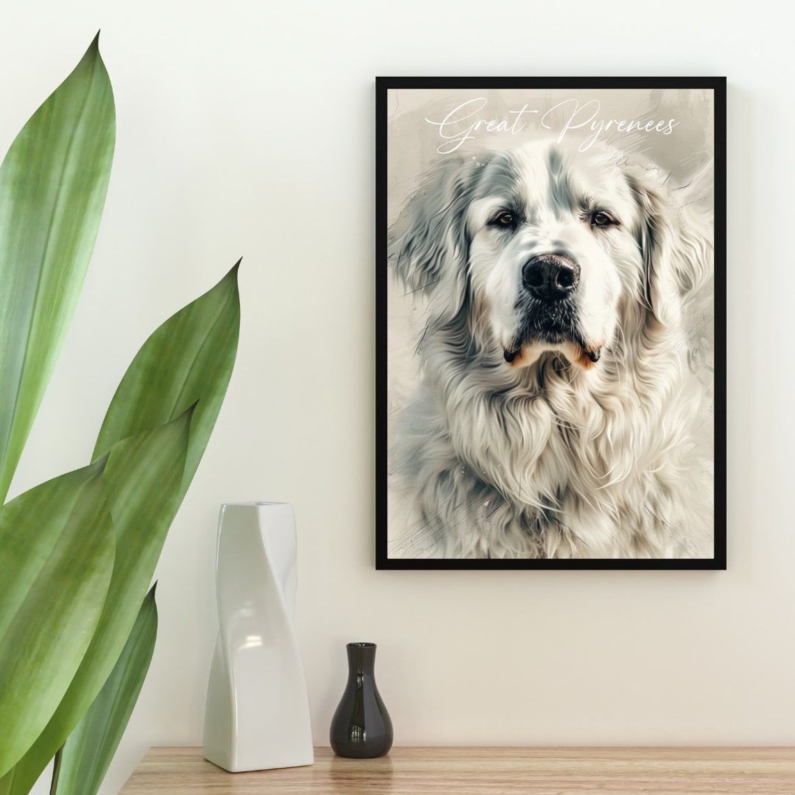 Great Pyrenees Watercolor Portrait Poster for Dog Lovers Decor - Image 2