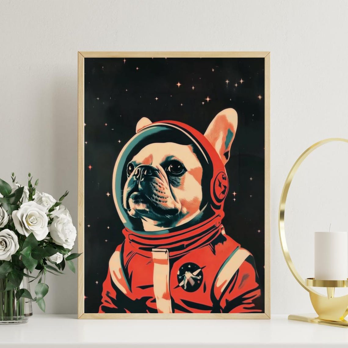 French Bulldog Astronaut Retro Space Dog Pop Art Poster Gift Idea - Image 3