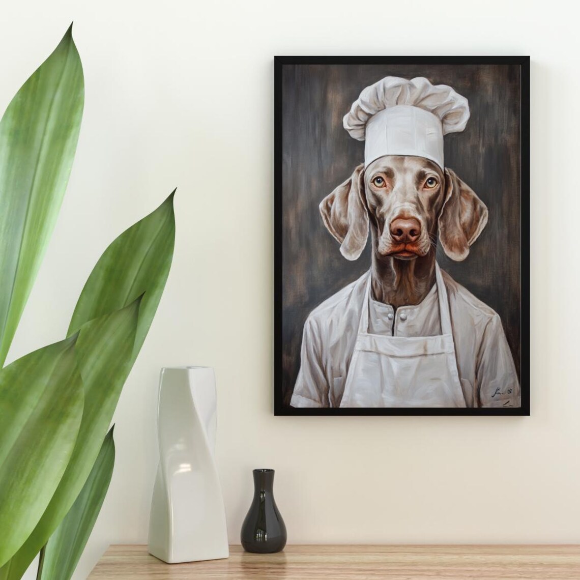 Weimaraner in Chef's Hat, Funny Kitchen Art Print - Image 2