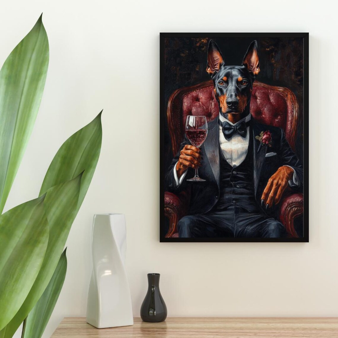 Doberman Pinscher In Tuxedo Art Print - Image 2