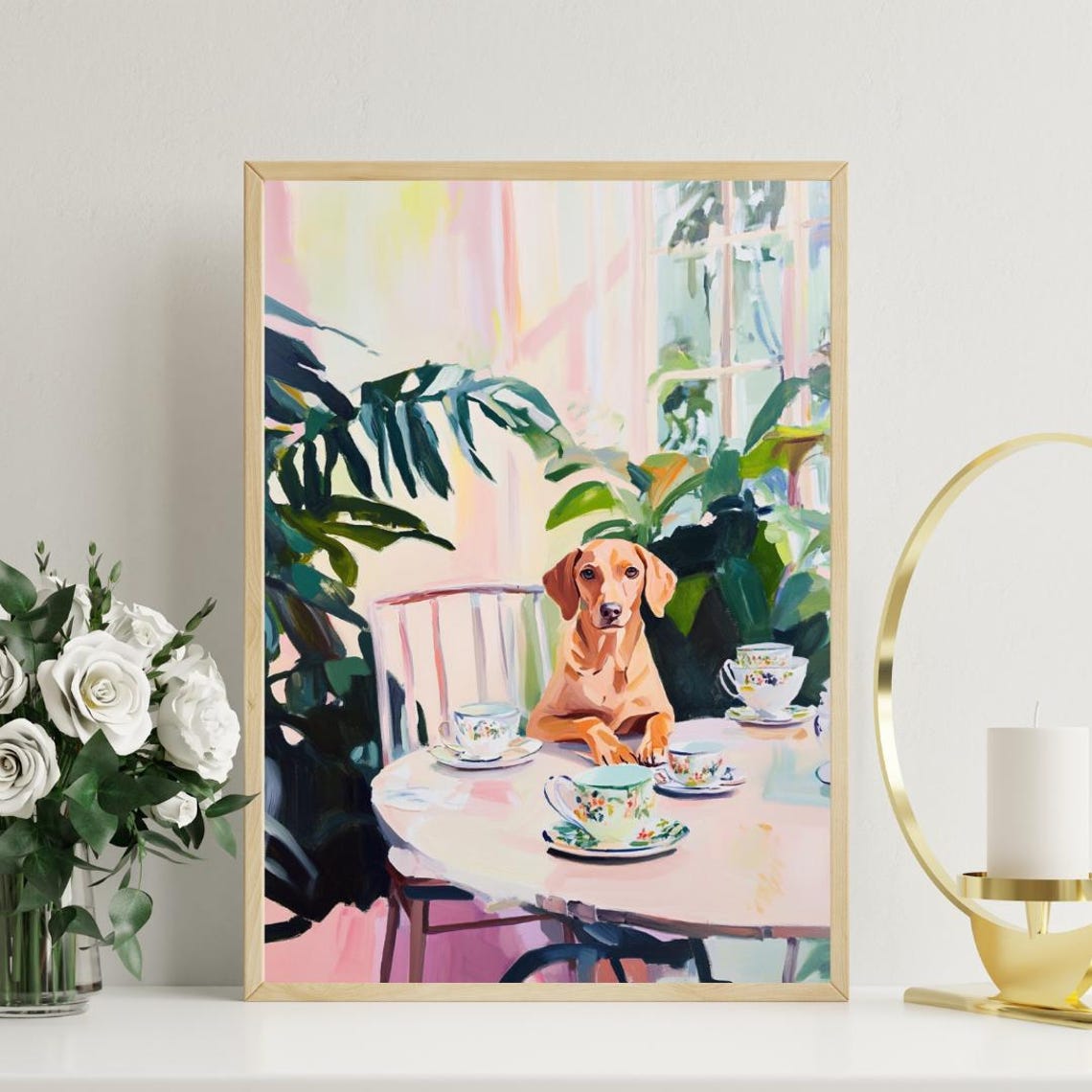 Retro Vizsla Poster Vizsla Oil Painting Vintage Vizsla Poster Dog Dining Room Wall Art Retro Dog Poster Vizsla Wall Art Pet Poster - Image 3