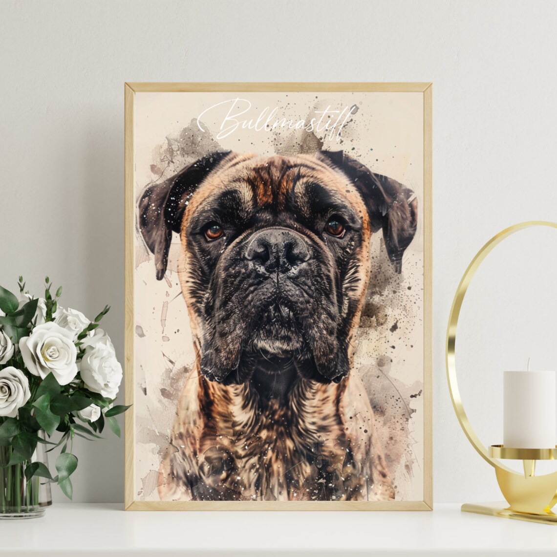 Bullmastiff Watercolor Dog Portrait Poster for Dog Lovers Decor - Image 3