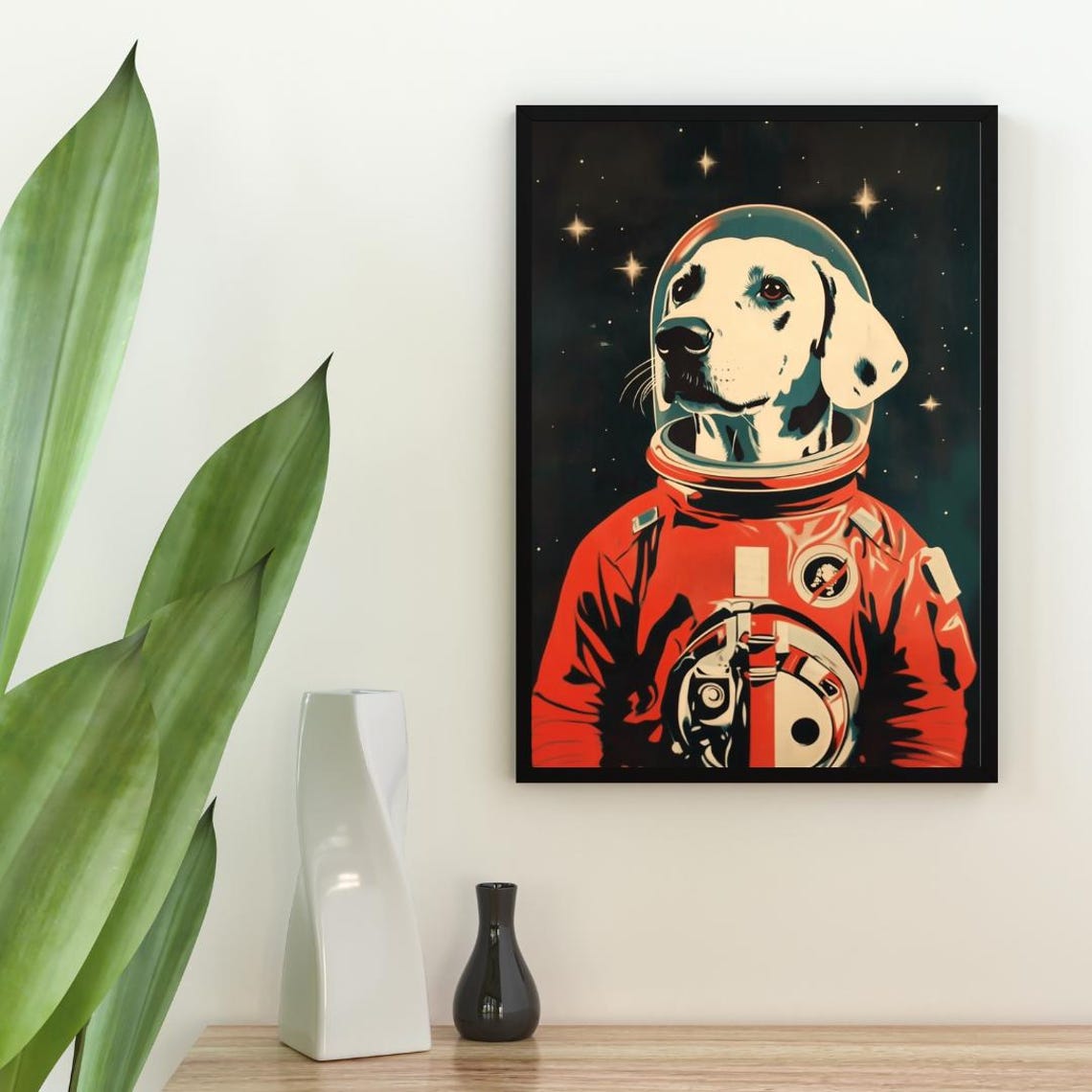 Dalmatian Astronaut Retro Space Dog Pop Art Portrait Poster Gift - Image 2