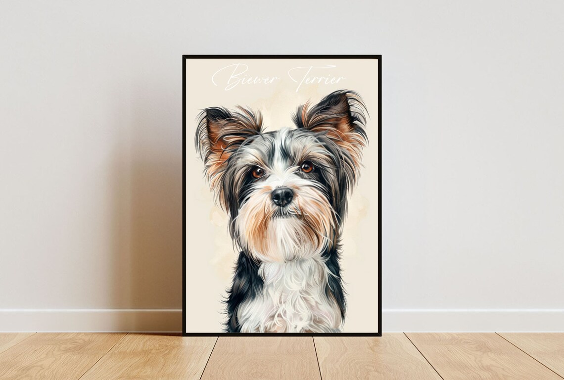 Biewer Terrier Watercolor Art Print, Pet Portrait