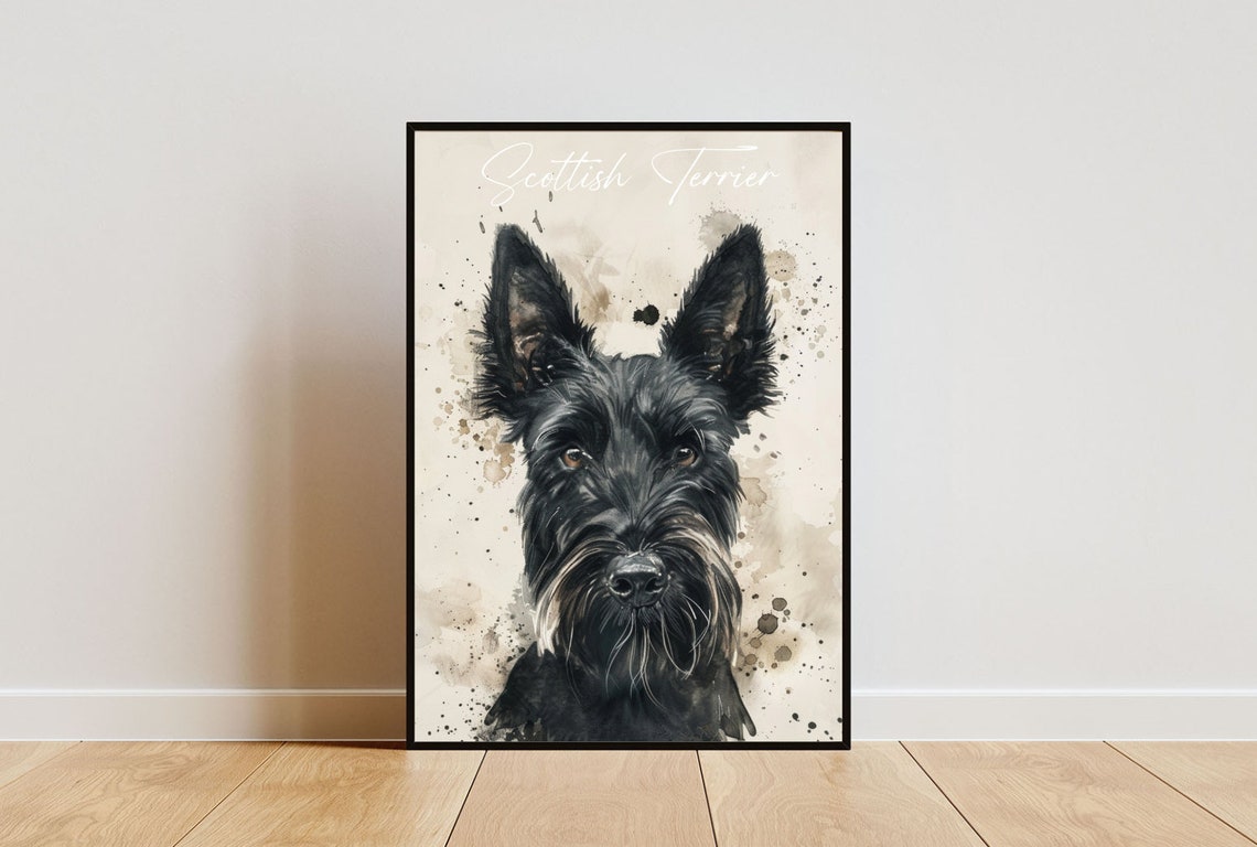 Scottish Terrier Watercolor Dog Portrait Poster for Dog Lovers