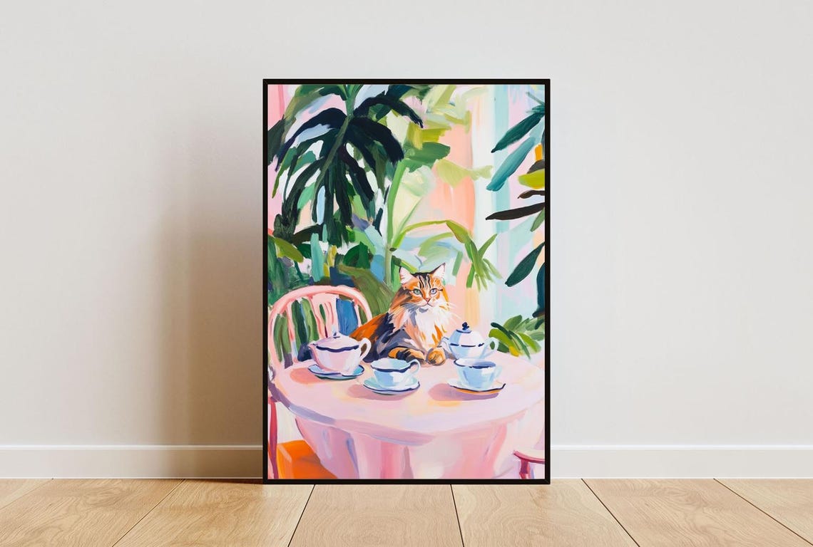 Retro Maine Coon Poster Maine Coon Oil Painting Vintage Maine Coon Poster Cat Dining Room Wall Art Retro Cat Poster Pet Poster