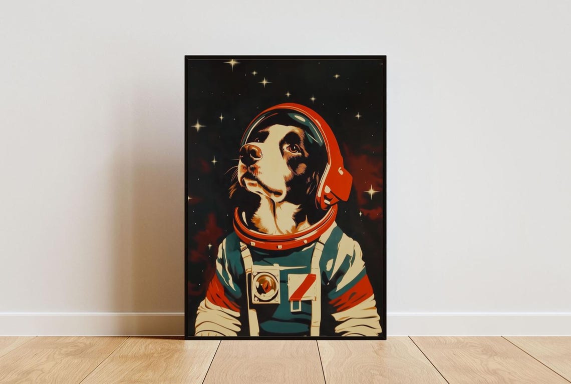 English Springer Spaniel Astronaut Retro Space Dog Poster Gift