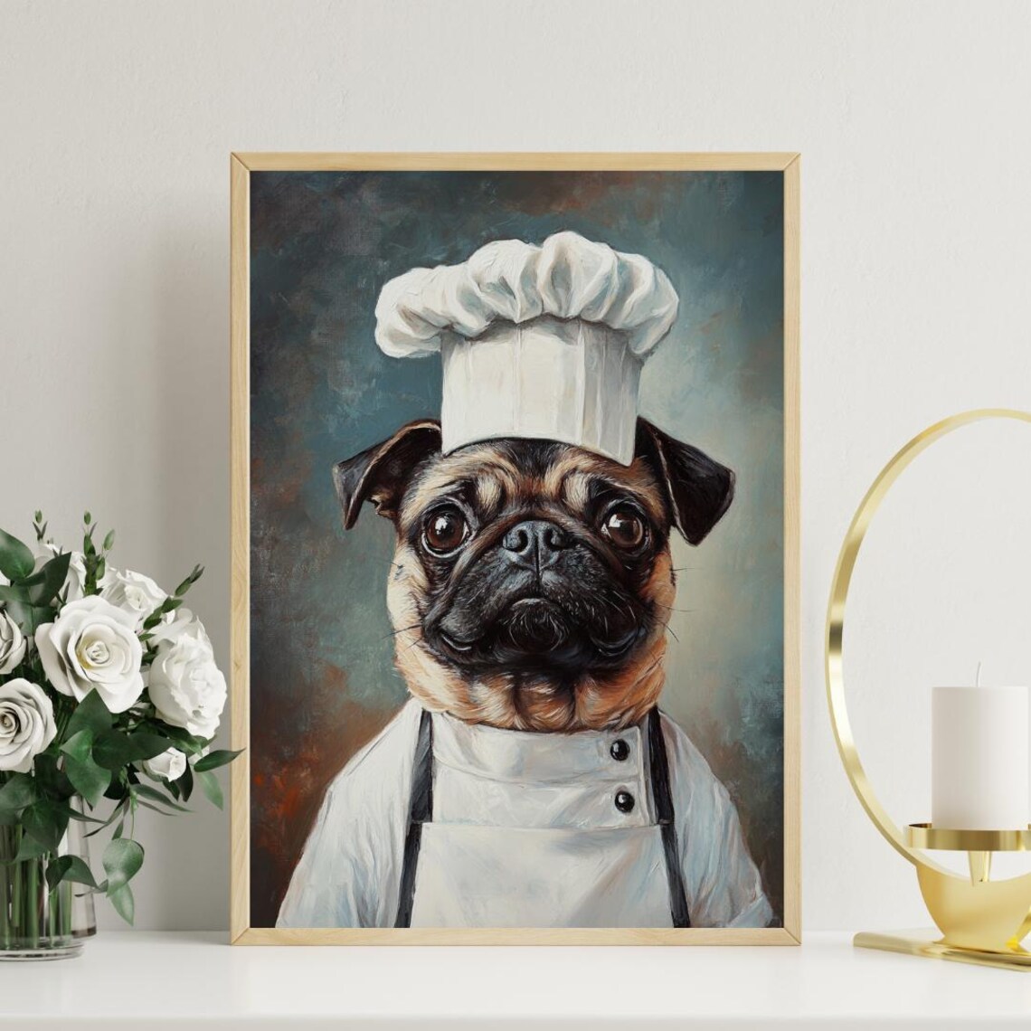 Pug In Chef's Hat Kitchen Dog Poster Print - Image 3