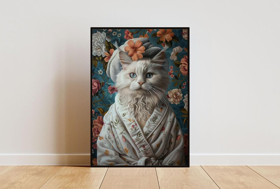 Ragdoll In Bathrobe Cat Bathroom Poster Print