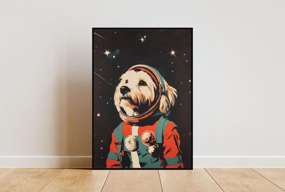 Havanese Astronaut Poster Havanese Retro Print Havanese Portrait Dog Retro Space Poster Funny Dog Poster Andy Warhol Style Poster