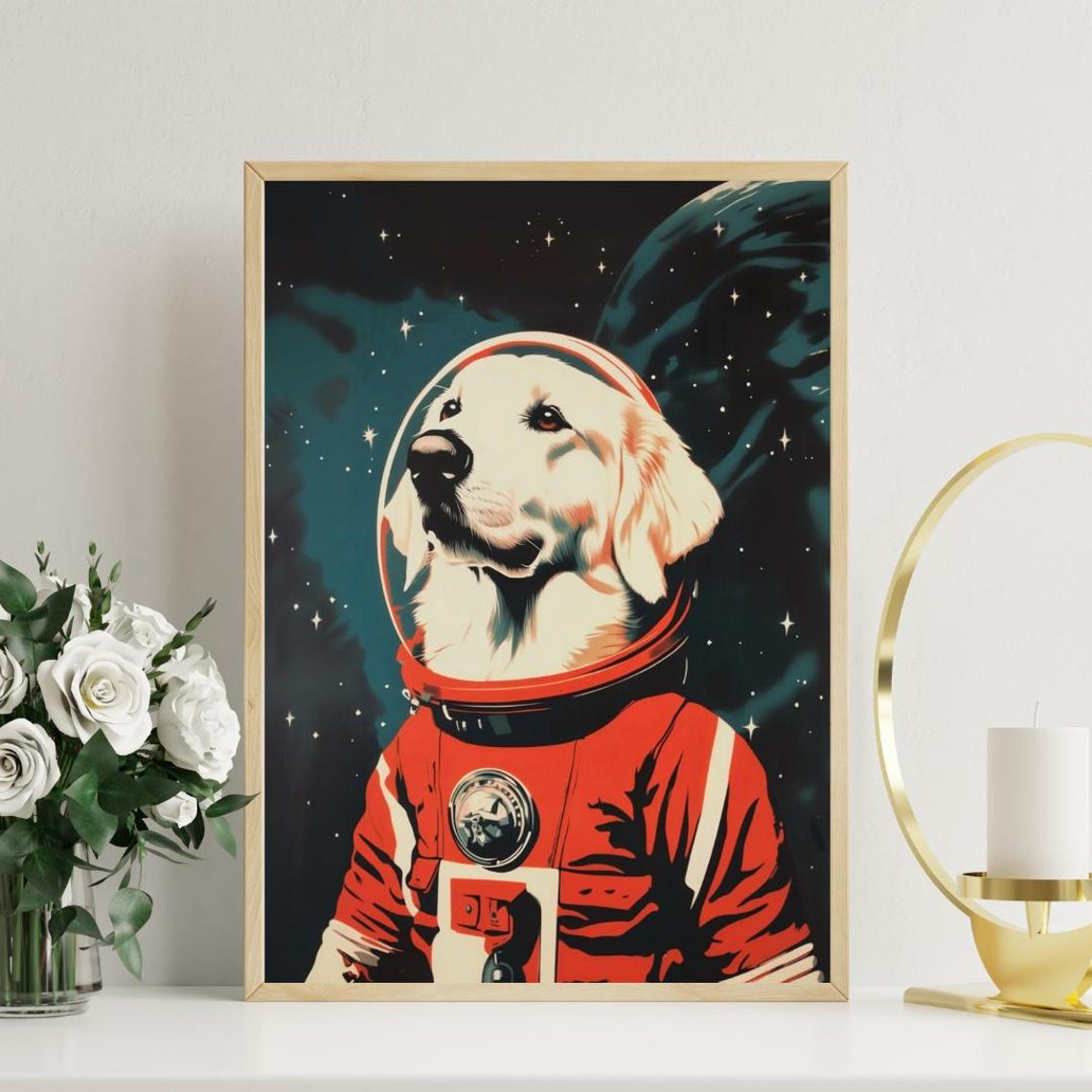 Great Pyrenees Astronaut Poster Great Pyrenees Retro Print Great Pyrenees Portrait Dog Retro Space Poster Funny Dog Poster Andy Warhol - Image 3