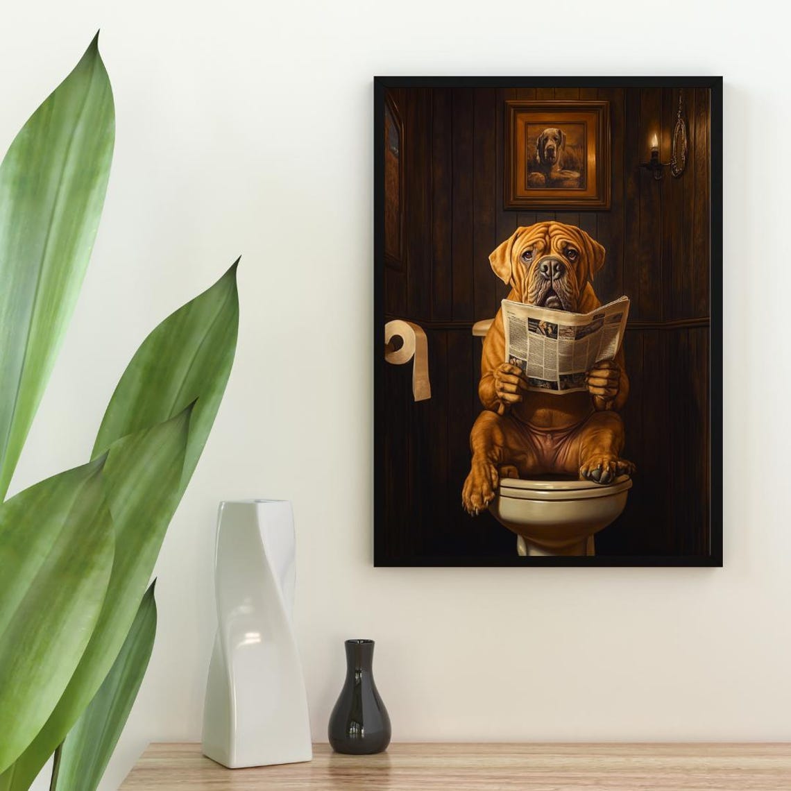 Mastiff On Toilet Poster Dog Poster Mastiff Bathroom Print Dog Toilet Wall Art Mastiff Portrait Dog Bathroom Poster Mastiff Dog Print - Image 2