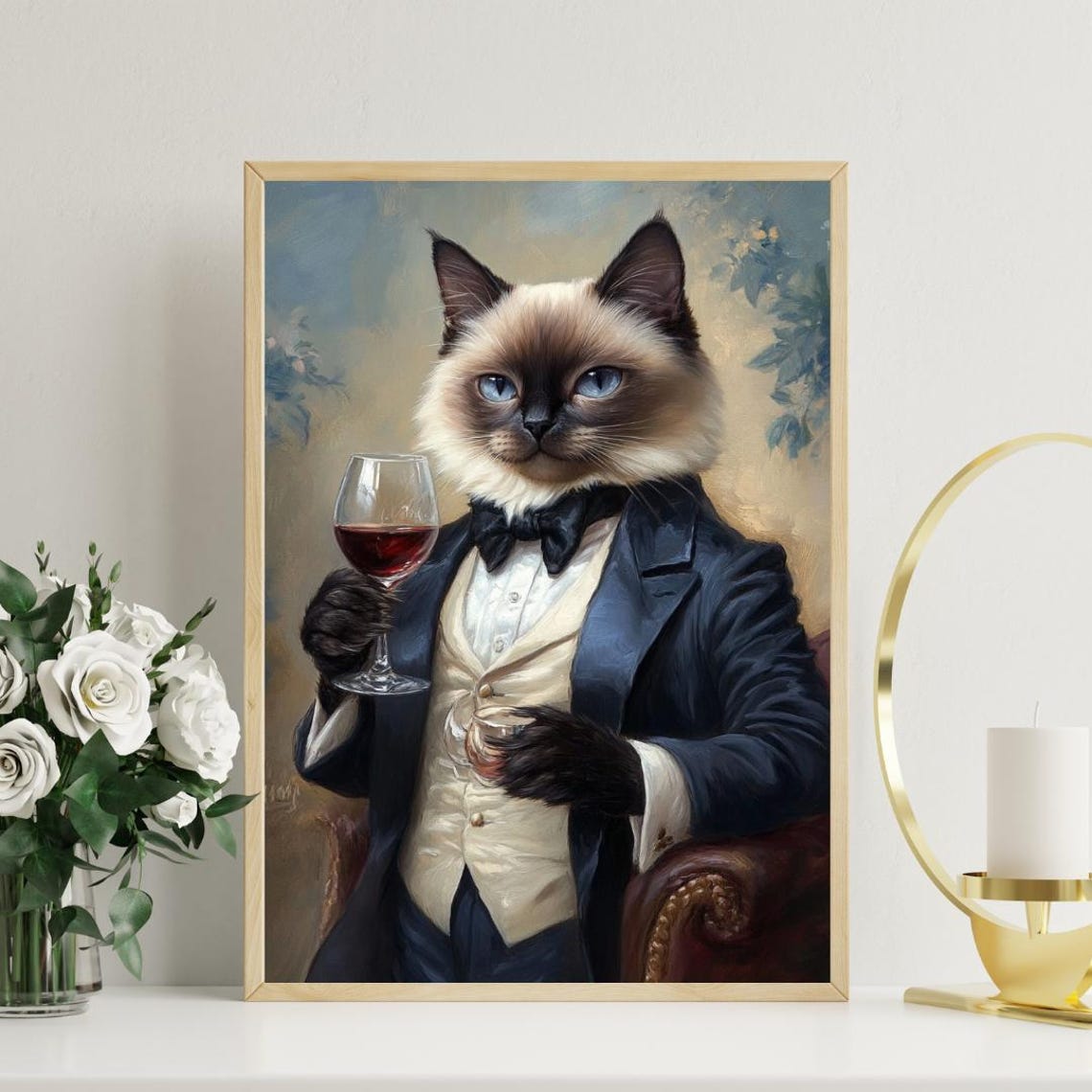 Birman in Tuxedo Funny Cat Art Print - Image 3