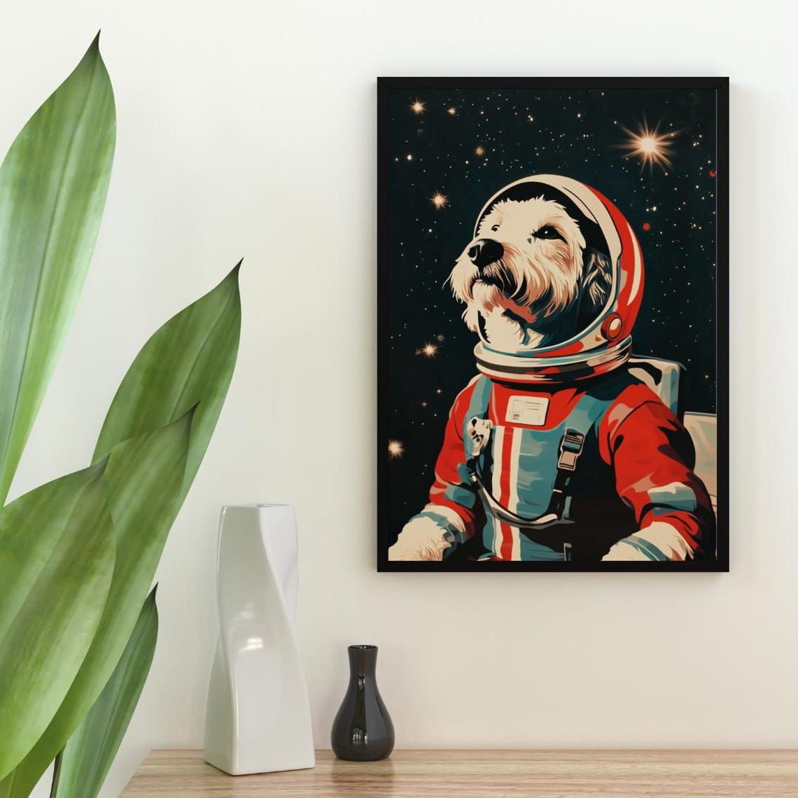 Old English Sheepdog Astronaut Poster Old English Sheepdog Retro Print Old English Sheepdog Portrait Funny Dog Poster Andy Warhol Poster - Image 2