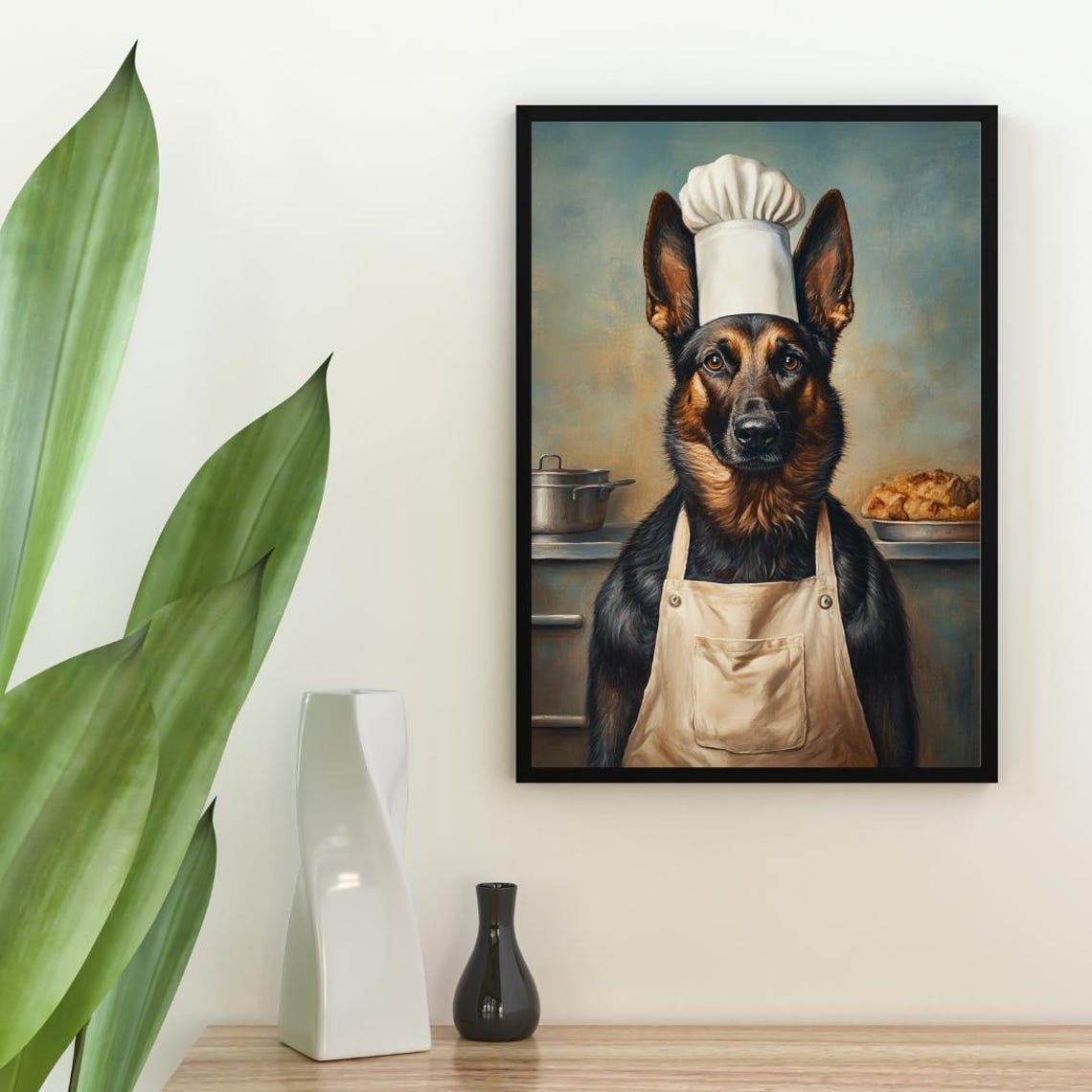 Belgian Malinois Chef Dog Portrait Poster Funny Kitchen Decor Gift - Image 2