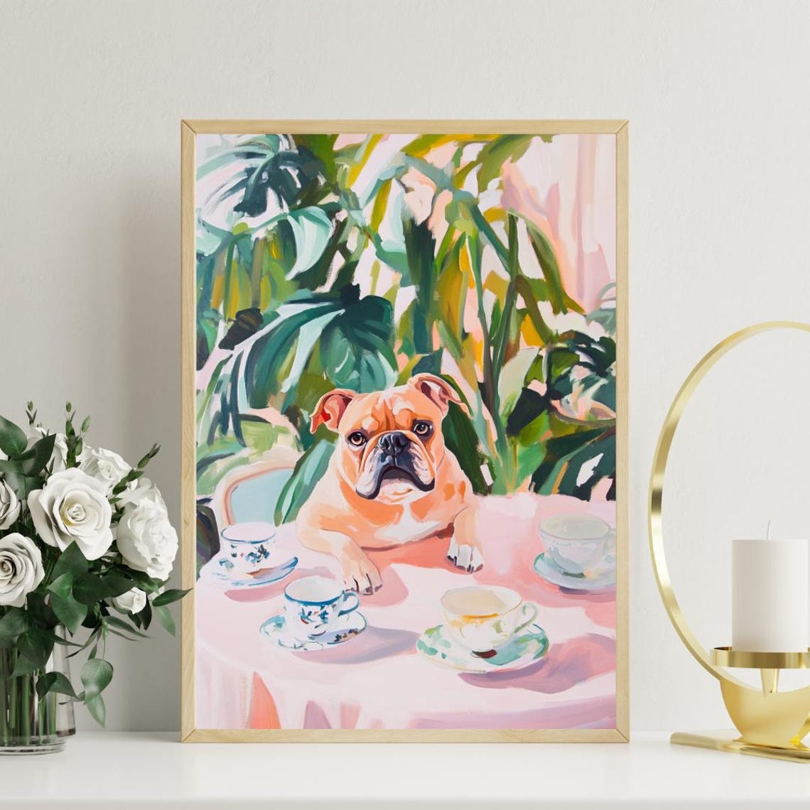 Retro Bulldog Poster Bulldog Oil Painting Vintage Bulldog Poster Dog Dining Room Wall Art Retro Dog Poster Bulldog Wall Art Pet Poster - Image 2