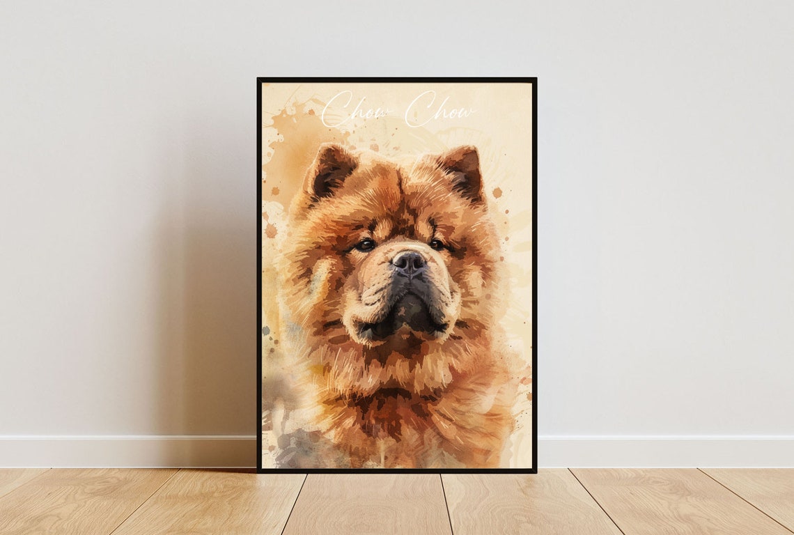 Chow Chow Watercolor Dog Portrait Poster for Dog Lovers Decor