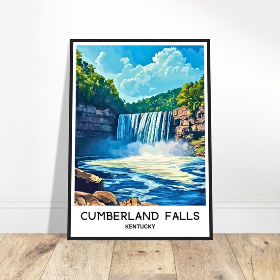 Cumberland Falls Travel Print Poster Art Kentucky Lover Gift Wall Hanging Home Office Decor Illustration