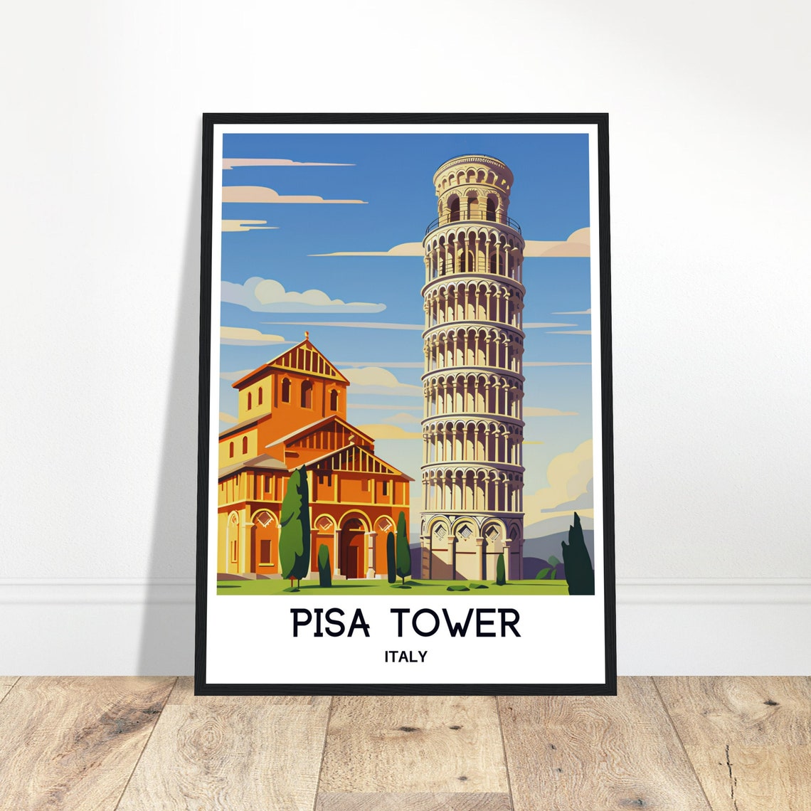 Pisa Tower Poster Pisa Tower Print Pisa Print Italy Travel Poster La Piazza Print Italy Travel Print Italy Travel Gift Tower Of Pisa Print
