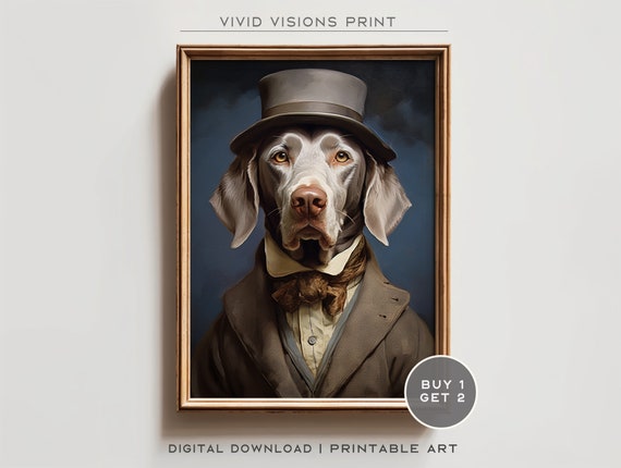 Victorian Dog Portrait Gothic Wall Art Renaissance Painting Vintage Animal Portrait Poster Artwork Download 1055