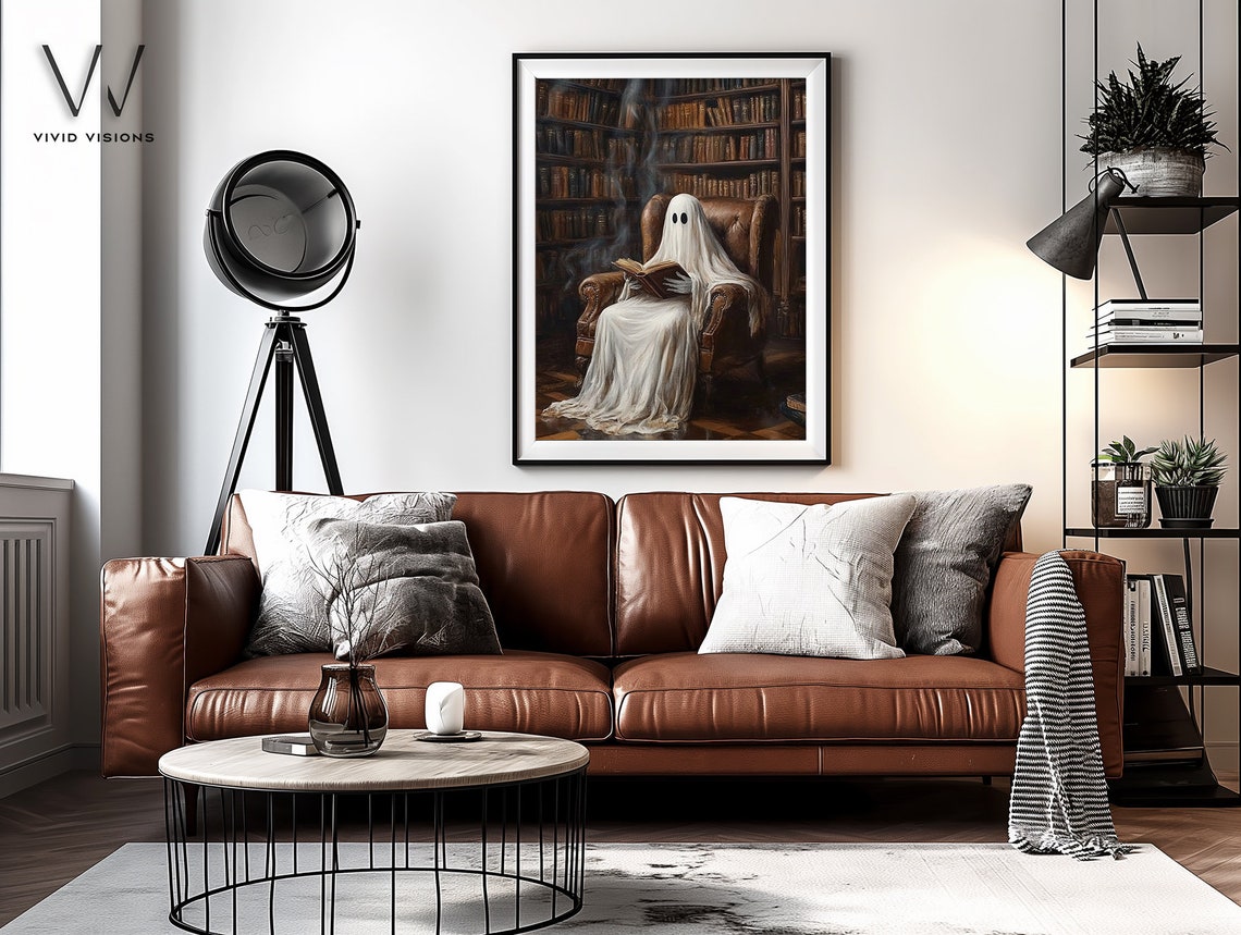 Ghost Reading A Book In A Vintage Library Poster Dark Academia Decor - Image 4