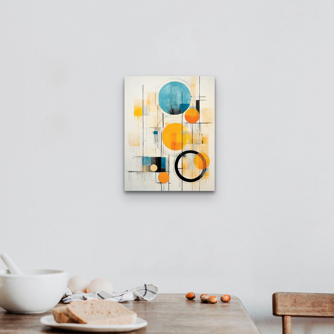 Abstract Wall Art Print Minimal Geometric Style Stretched Gallery Modern Home Wall Art Office Decor Orange And Blue Design - Image 3