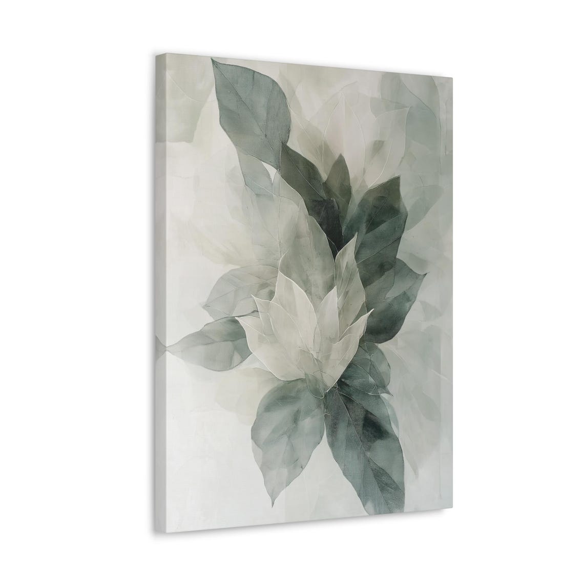 Boho Sage Green Leaf Watercolor Soft Botanical Neutral Wall Art - Image 2