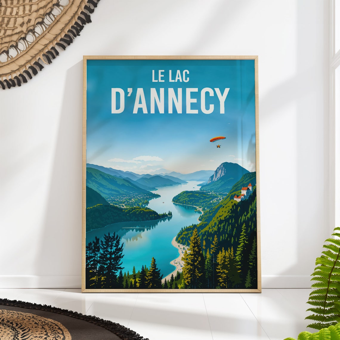Le Lac D'Annecy French Alps Lake Vintage Style Travel Poster