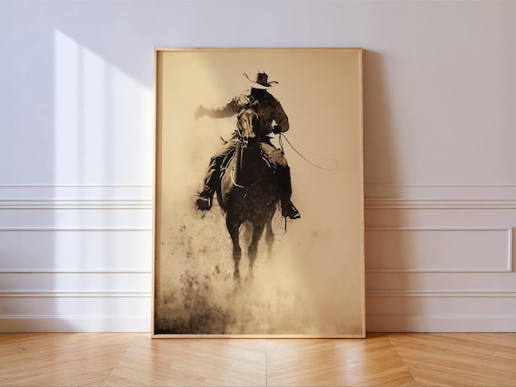 Bucking Bronco Rodeo Poster Western Cowboy Art Print
