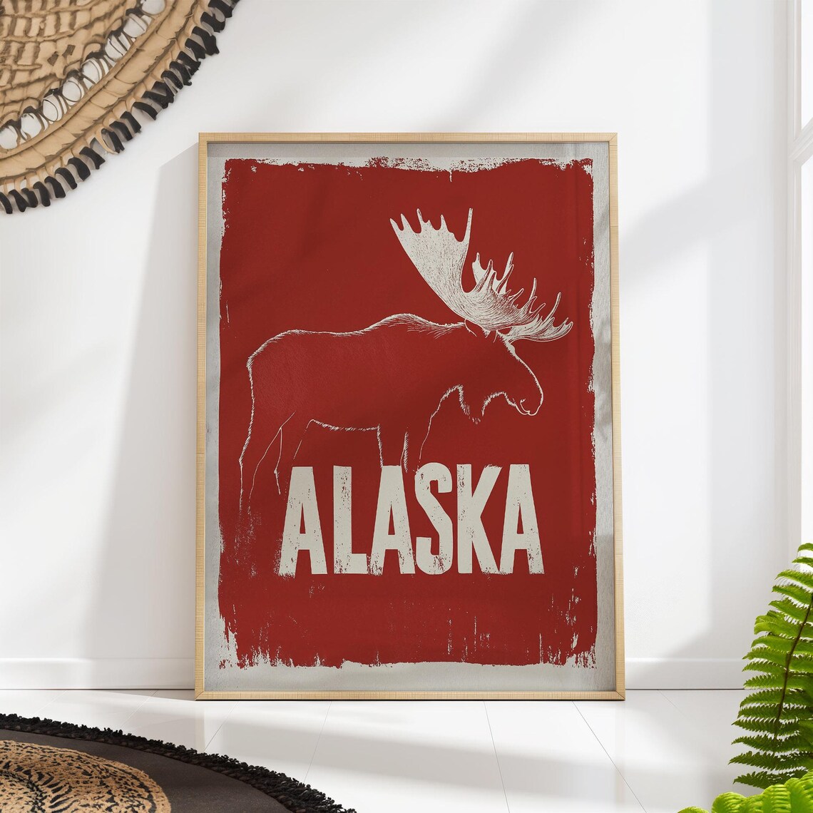 Alaska Moose Minimalist Travel Wildlife Poster