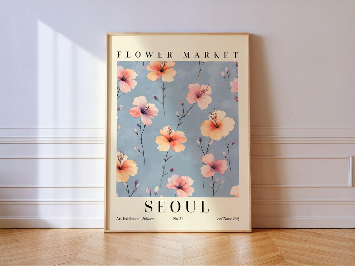 Flower Market Seoul Hibiscus Exhibition No 21 Botanical Art Poster