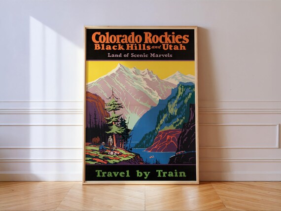 Colorado Rockies Travel By Train Vintage Poster